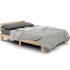Redom Lit 140x200 cm en pin massif avec rangement sous le lit 18 cm et tête de lit, sommier à lattes