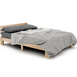 Redom Lit 140x200 cm en pin massif avec rangement sous le lit 18 cm et tête de lit, sommier à lattes