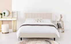 Concept Usine Lit 140x190 cm en velours beige - CAMBRIDGE