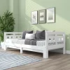 Redom Lit 90x200 cm extensible avec 2e couchage et tête en forme de cœur en pin massif blanc, design romantique