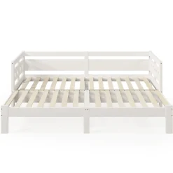Redom Lit 90x200 cm extensible avec 2e couchage et tête en forme de cœur en pin massif blanc, design romantique