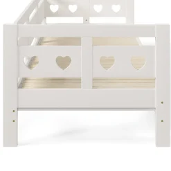 Redom Lit 90x190 cm extensible en 182x190 cm, cadre pin massif en forme de cœur, blanc élégant