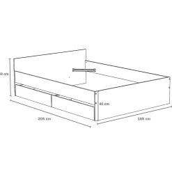 Weber Industries Lit 160x200 cm KAPPA+ 2 tiroirs / Chêne Blanchi Online