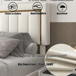 Fortuna lai Lit 160x200 cm, Lit Coffre avec Rangement, Cadre de lit avec tête de Lit, Velours, Beige New