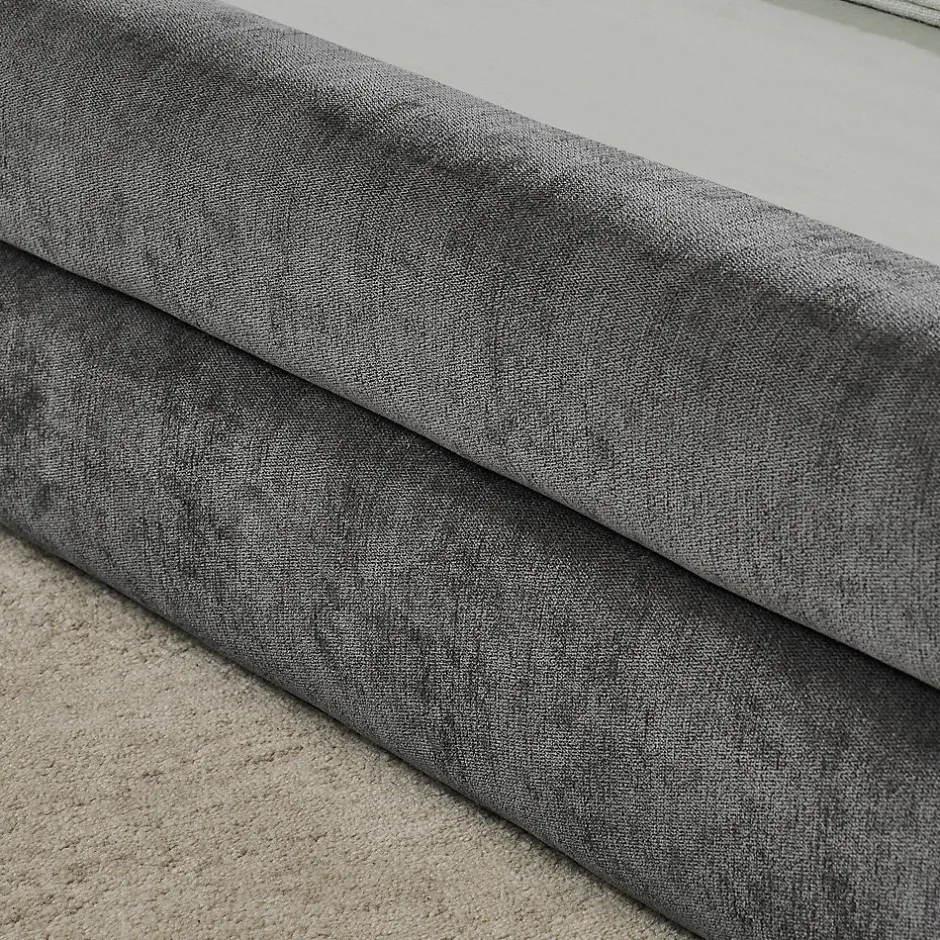 Redom Lit 90x200 cm tapissé chenille Dark Gray avec tête de lit ergonomique et profil bas minimaliste Clearance