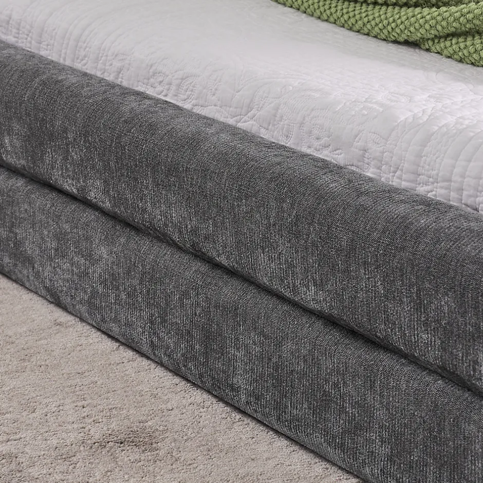 Redom Lit 140x200 cm tapissé chenille avec tête matelassée et structure renforcée, gris foncé, design scandinave Sale