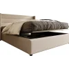 Redom Lit 160x200 cm tapissé lin beige avec coffre de rangement hydraulique, tête de lit rembourrée et cadre robuste Hot