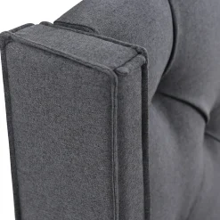 Redom Lit 160x200 cm tapissé tissu gris avec coffre de rangement, tête de lit capitonnée et structure bois/métal