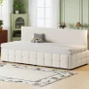 Redom Lit 90x200 cm tapissé velours beige avec rangement hydraulique, dossier sans accoudoirs, motif carreaux discret