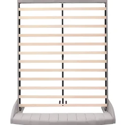 Redom Lit 160x200 cm tapissé velours gris avec tête de lit rembourrée et sommier à lattes robuste, design moderne Online