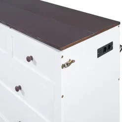 Redom Lit 140x200 cm transformable en armoire, avec tiroirs de grande capacité, tête étagère et prises USB, blanc Outlet