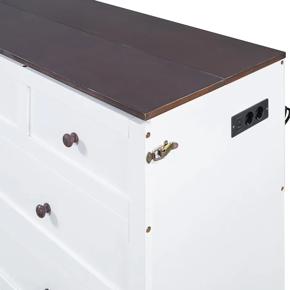 Redom Lit 140x200 cm transformable en armoire, avec tiroirs de grande capacité, tête étagère et prises USB, blanc Outlet