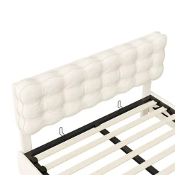Generique Lit 140x200 cm, velours, tête capitonnée, hydraulique, LED, rangement, sommier à lattes Online