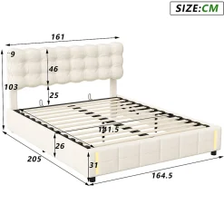 Generique Lit 140x200 cm, velours, tête capitonnée, hydraulique, LED, rangement, sommier à lattes Online
