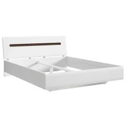 Petits-Meubles Lit 160x200 Darrel Blanc laque et Bois Discount