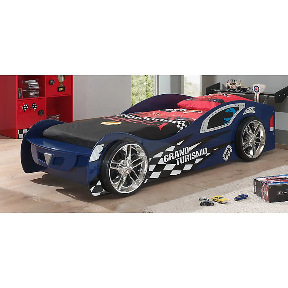 Enfant Petits-Meubles Lit 90x200 Grand Turismo Sommier inclus Vipack Car beds - Bleu