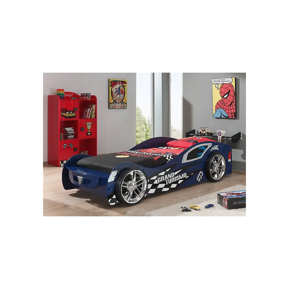 Enfant Petits-Meubles Lit 90x200 Grand Turismo Sommier inclus Vipack Car beds - Bleu