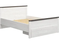 Pegane Lit 140x200 Lit double coloris Gris Mélèze clair / Pin larico - Longueur 206 x Profondeur 150 x Hauteur 95 cm Discount