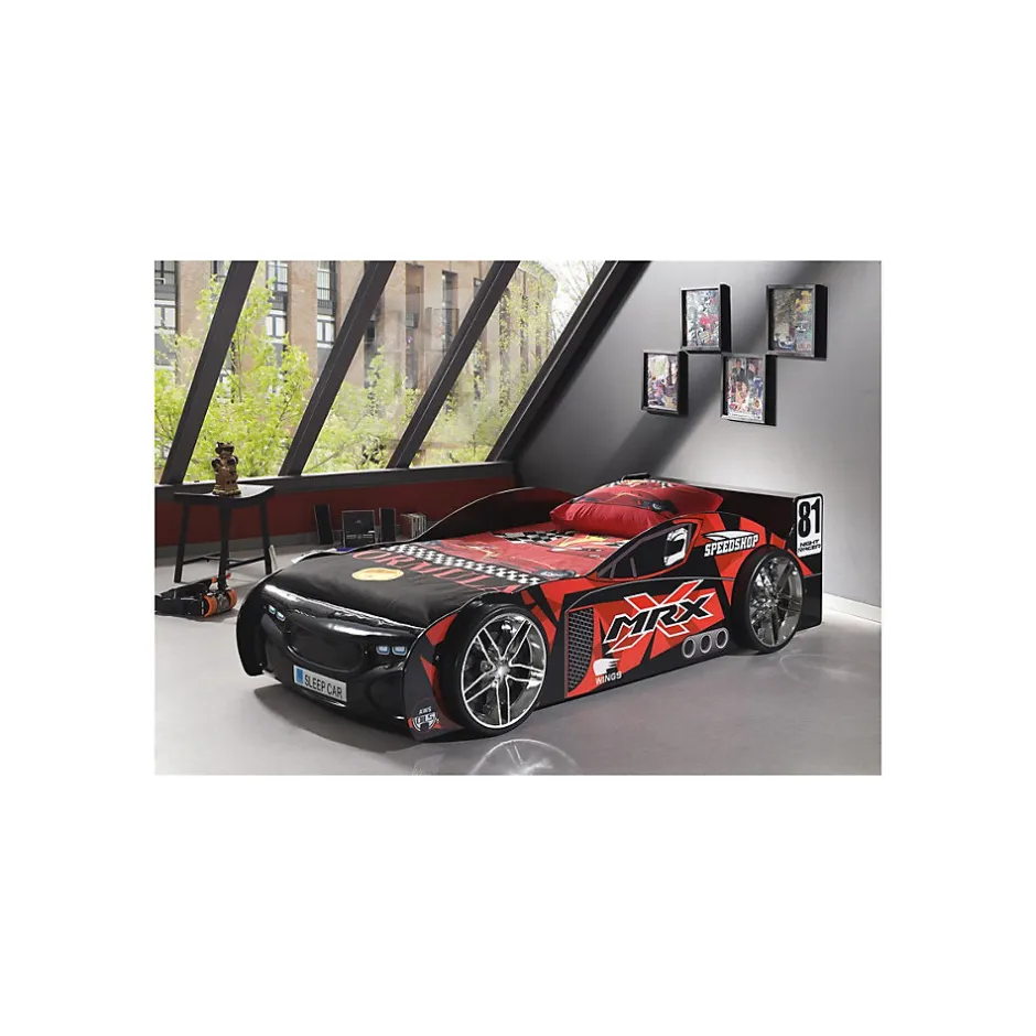 Enfant Petits-Meubles Lit 90x200 MRX SleepCar Sommier inclus Vipack Car beds - Noir