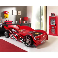 Petits-Meubles Lit 90x200 Night Speeder Sommier inclus Vipack Car beds - Rouge