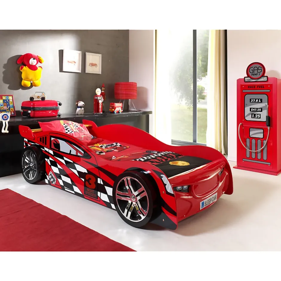 Petits-Meubles Lit 90x200 Night Speeder Sommier inclus Vipack Car beds - Rouge
