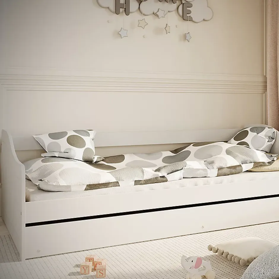Petits-Meubles Lit 90x200 sommier et tiroir inclus Kocot Kids Allison Blanc Sale
