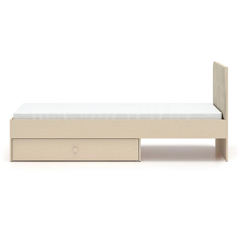 Enfant Petits-Meubles Lit 90x200 sommier et tiroir inclus Alycia Beige