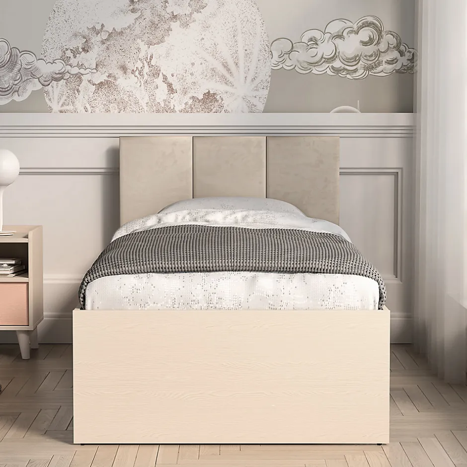 Enfant Petits-Meubles Lit 90x200 sommier et tiroir inclus Alycia Beige