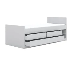 Enfant Petits-Meubles Lit 90x200 sommier et tiroirs inclus Kocot Kids Leon Blanc
