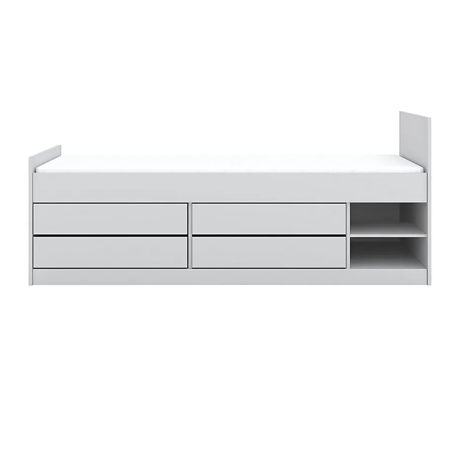 Enfant Petits-Meubles Lit 90x200 sommier et tiroirs inclus Kocot Kids Leon Blanc