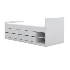 Enfant Petits-Meubles Lit 90x200 sommier et tiroirs inclus Kocot Kids Leon Blanc