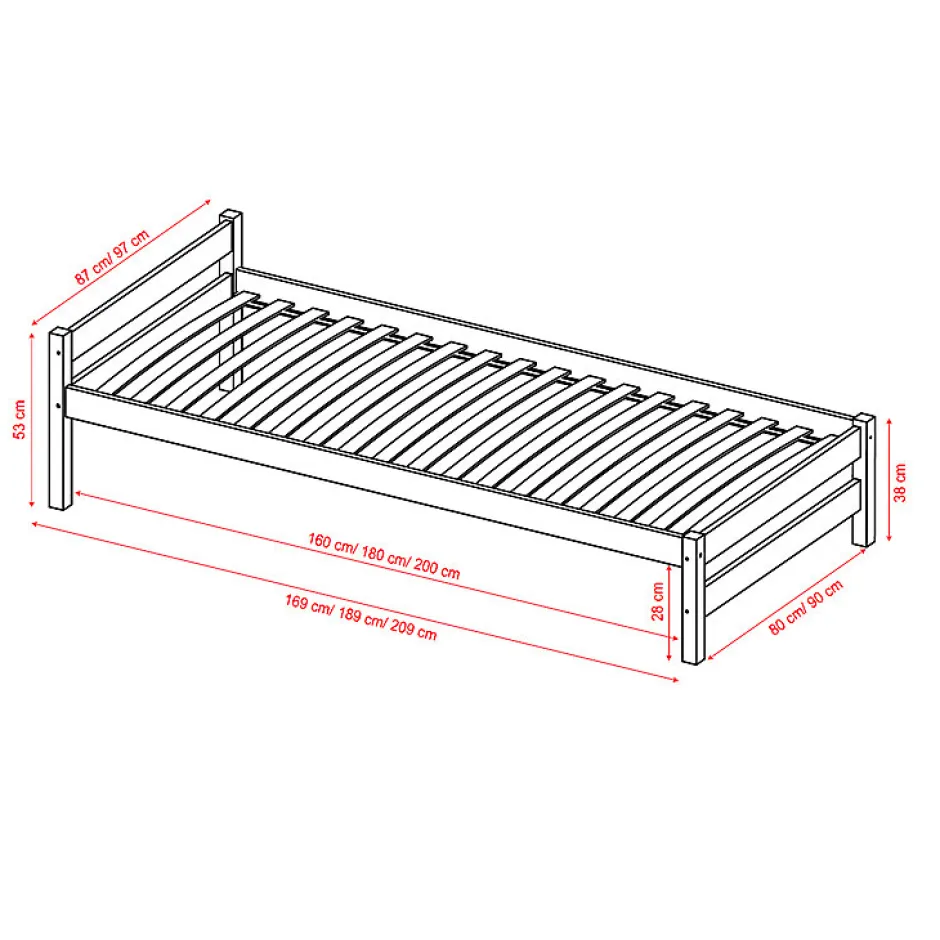Enfant Petits-Meubles Lit 90x200 sommier inclus Kocot Kids Axel Bois