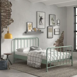 Enfant Petits-Meubles Lit 140x200 sommier inclus Vipack Bronxx Vert olive mat