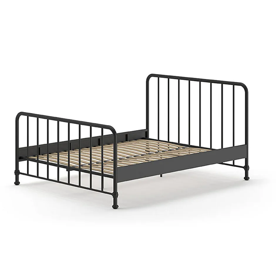Enfant Petits-Meubles Lit 160x200 sommier inclus Vipack Bronxx Noir mat