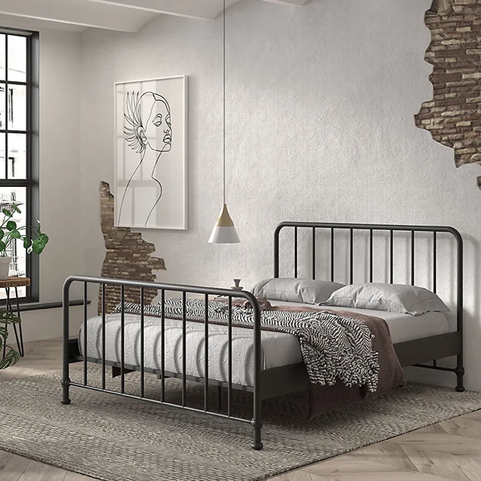 Enfant Petits-Meubles Lit 160x200 sommier inclus Vipack Bronxx Noir mat