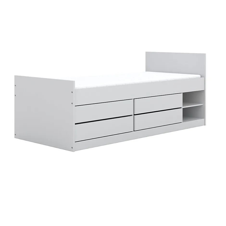 Enfant Petits-Meubles Lit 90x200 sommier matelas et tiroirs inclus Kocot Kids Leon Blanc