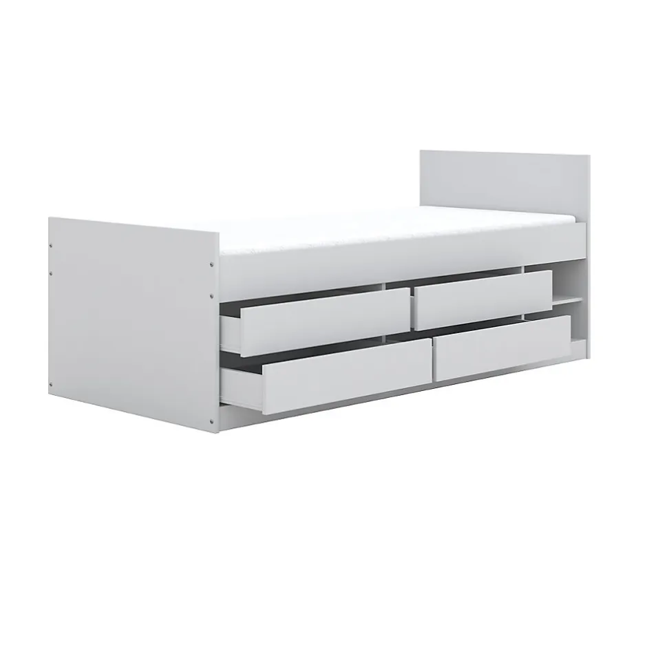 Enfant Petits-Meubles Lit 90x200 sommier matelas et tiroirs inclus Kocot Kids Leon Blanc