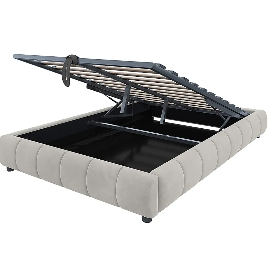 Blackcolors Lit 140x200cm, LED, rangement hydraulique, cadre suspendu, beige Best