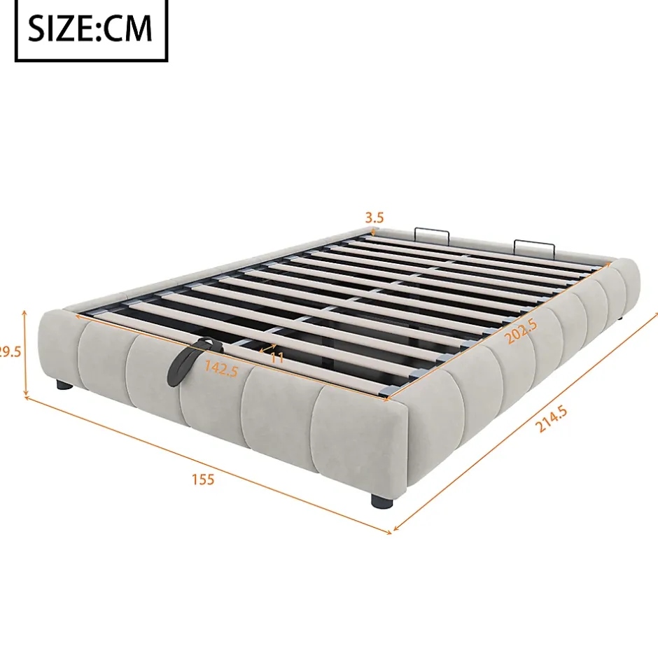 Blackcolors Lit 140x200cm, LED, rangement hydraulique, cadre suspendu, beige Best
