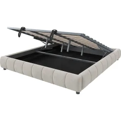 Blackcolors Lit 180x200cm, LED, rangement hydraulique, cadre flottant, beige Outlet
