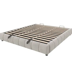 Blackcolors Lit 180x200cm, LED, rangement hydraulique, cadre flottant, beige Outlet