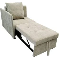Redom Lit 177x68x65 cm convertible 3-en-1 en tissu lin beige, dossier 5 positions, idéal pour petits espaces Best