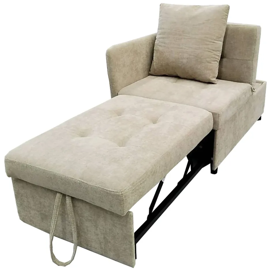 Redom Lit 177x68x65 cm convertible 3-en-1 en tissu lin beige, dossier 5 positions, idéal pour petits espaces Best