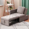 Redom Lit 177x68x65 cm convertible 3-en-1 en tissu lin gris, dossier 5 positions, compact et fonctionnel Discount
