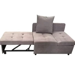Redom Lit 177x68x65 cm convertible 3-en-1 en tissu lin gris, dossier 5 positions, compact et fonctionnel Discount