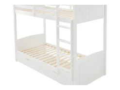 Vente-unique Lits superposés 2 x 90 x 200 cm - 2 tiroirs - Pin et MDF - Blanc + Matelas - LIMODARA Online