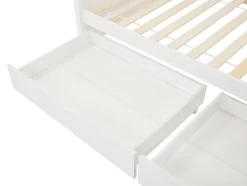 Vente-unique Lits superposés 2 x 90 x 200 cm - 2 tiroirs - Pin et MDF - Blanc + Matelas - LIMODARA Online