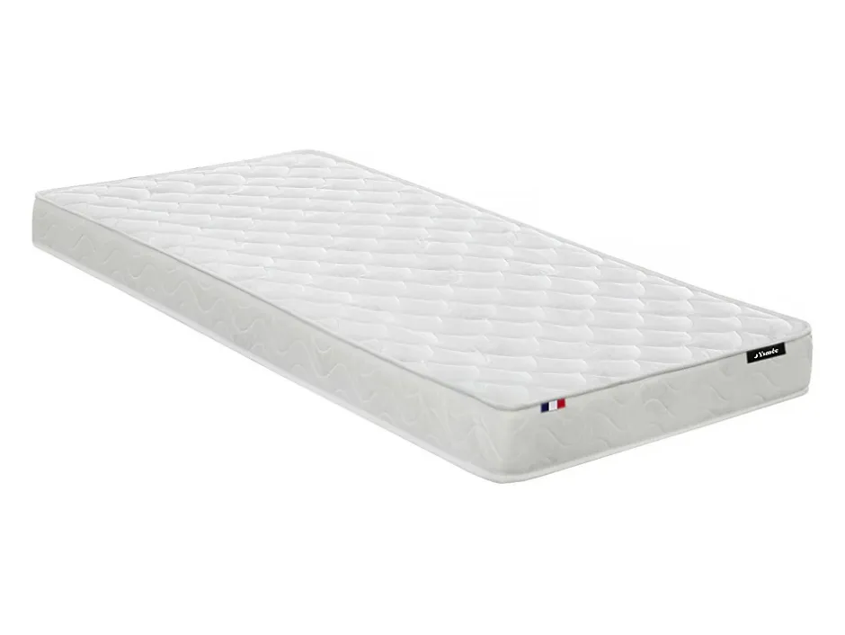 Vente-unique Lits superposés 2 x 90 x 200 cm - 2 tiroirs - Pin et MDF - Blanc + Matelas - LIMODARA Online