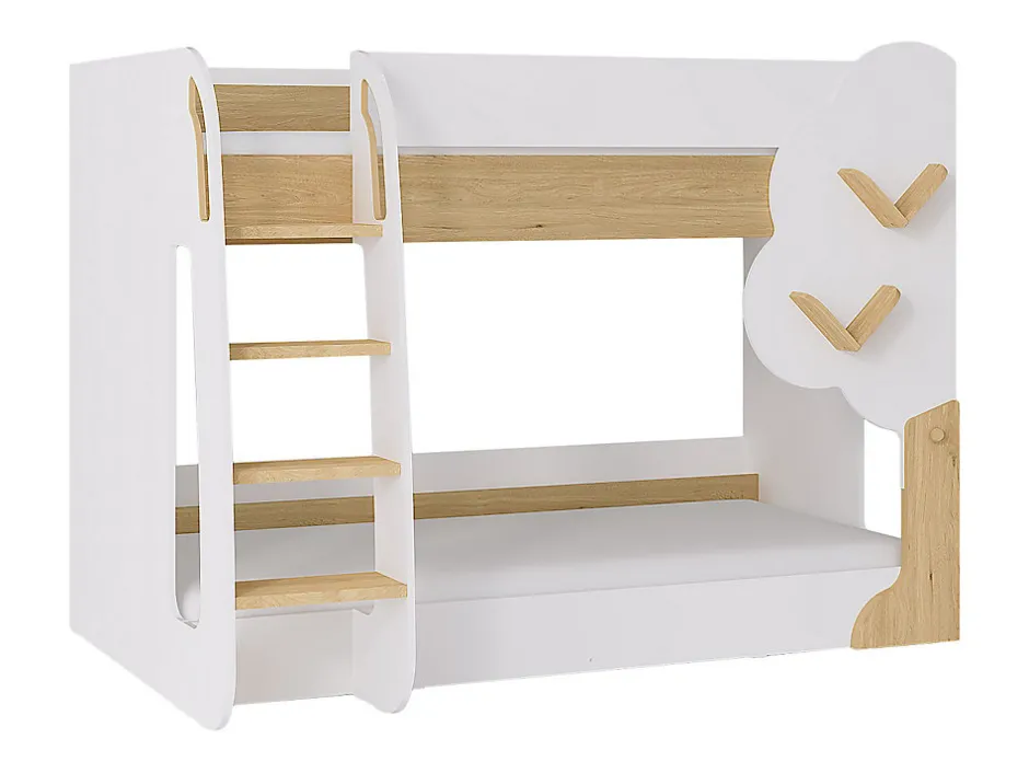 Enfant Vente-unique Lits superposés 2 x 90 x 190 cm - Blanc et Naturel - PILATI