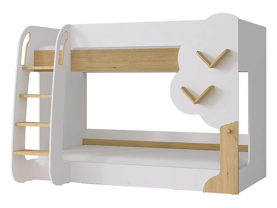 Enfant Vente-unique Lits superposés 2 x 90 x 190 cm - Blanc et Naturel - PILATI